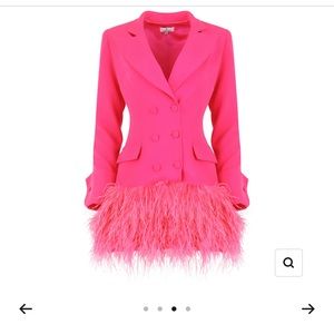 Ellae Lisque Brunch at Tiffany's Pink Feather Dress